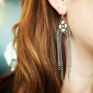 SG Liquid Metal Mesh Tiny Ball Chains Silver Earrings by Sergio Gutierrez